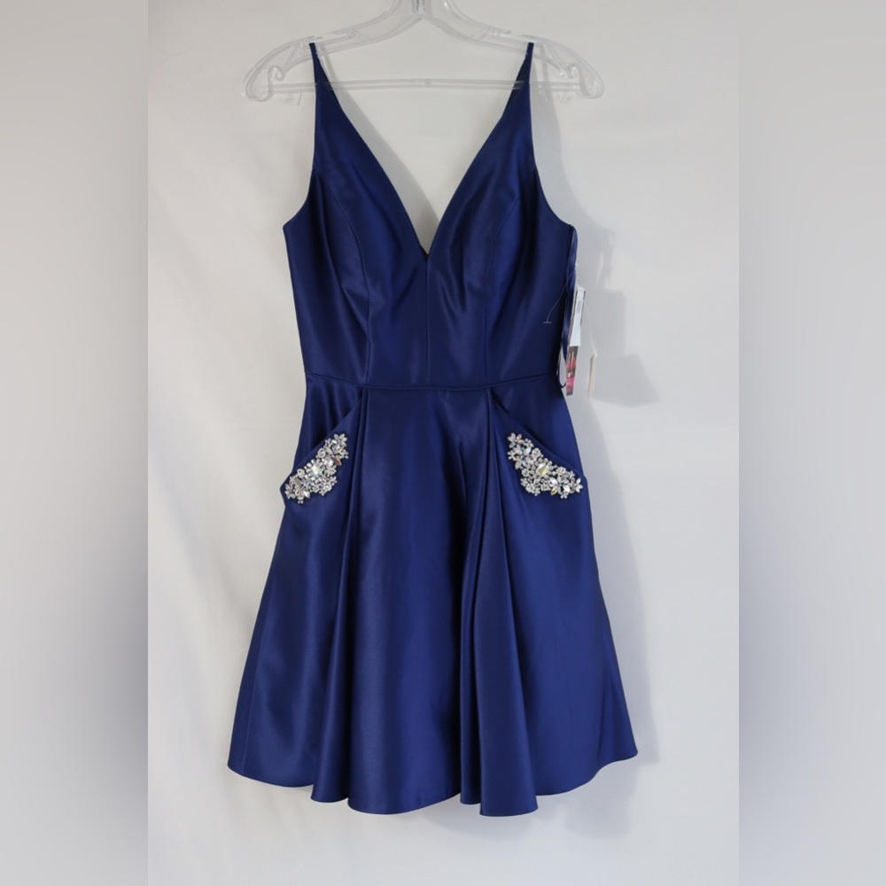 New Blondie Nights spaghetti straps, fit & flare blue mini dress. Size 1 Junior